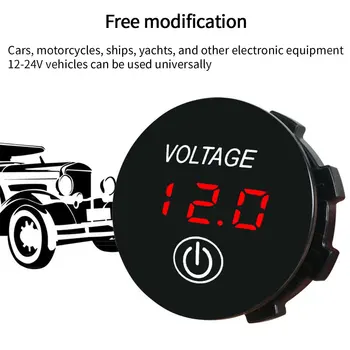 

12V-24V LED Panel Digital Voltage Tester Car Motorcycle Battery Capacity Display Voltmeter with Touch ON OFF Switch