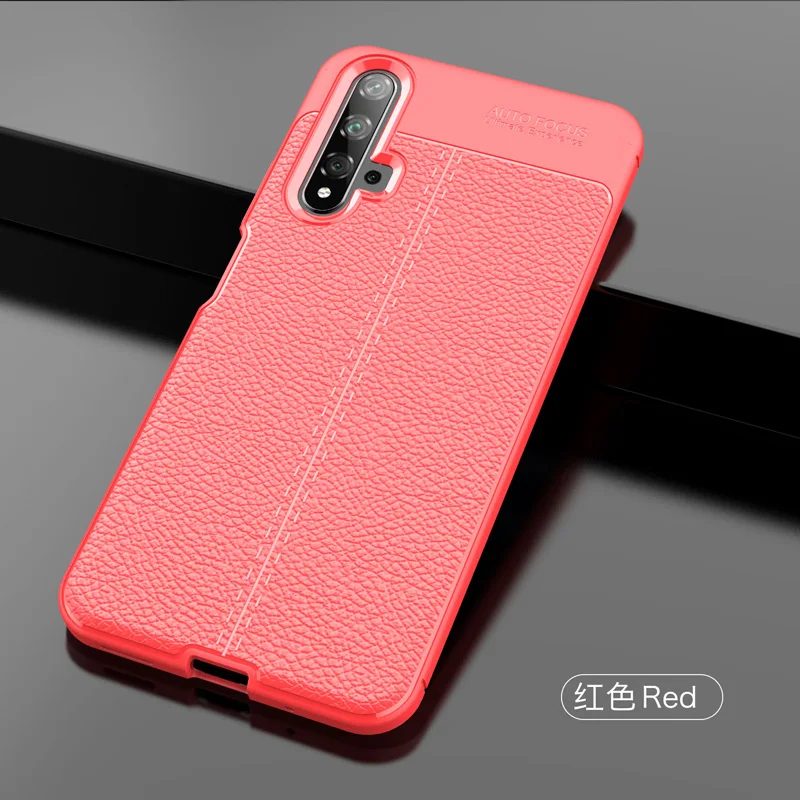 Красный Чехол для huawei Honor 20 Pro Nova 5T Honor20 Lite, чехол, роскошный мягкий силиконовый чехол из ТПУ и углеродного волокна, защитный чехол - Цвет: Красный