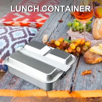 

Outdoor Camping Square Aluminum Lunch Container Creative Lunch Case Steamed Lunch Box Picnic Tableware Student Lunch Box