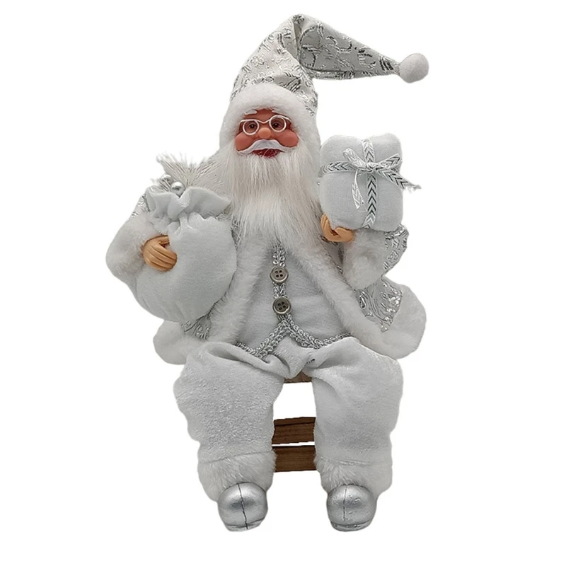 14'' Sitting Santa Claus Figurines Christmas Figure Decorations Hanging Xmas Tree Ornaments Santa Doll Toy Collectible 69HF christmas decorations plush doll