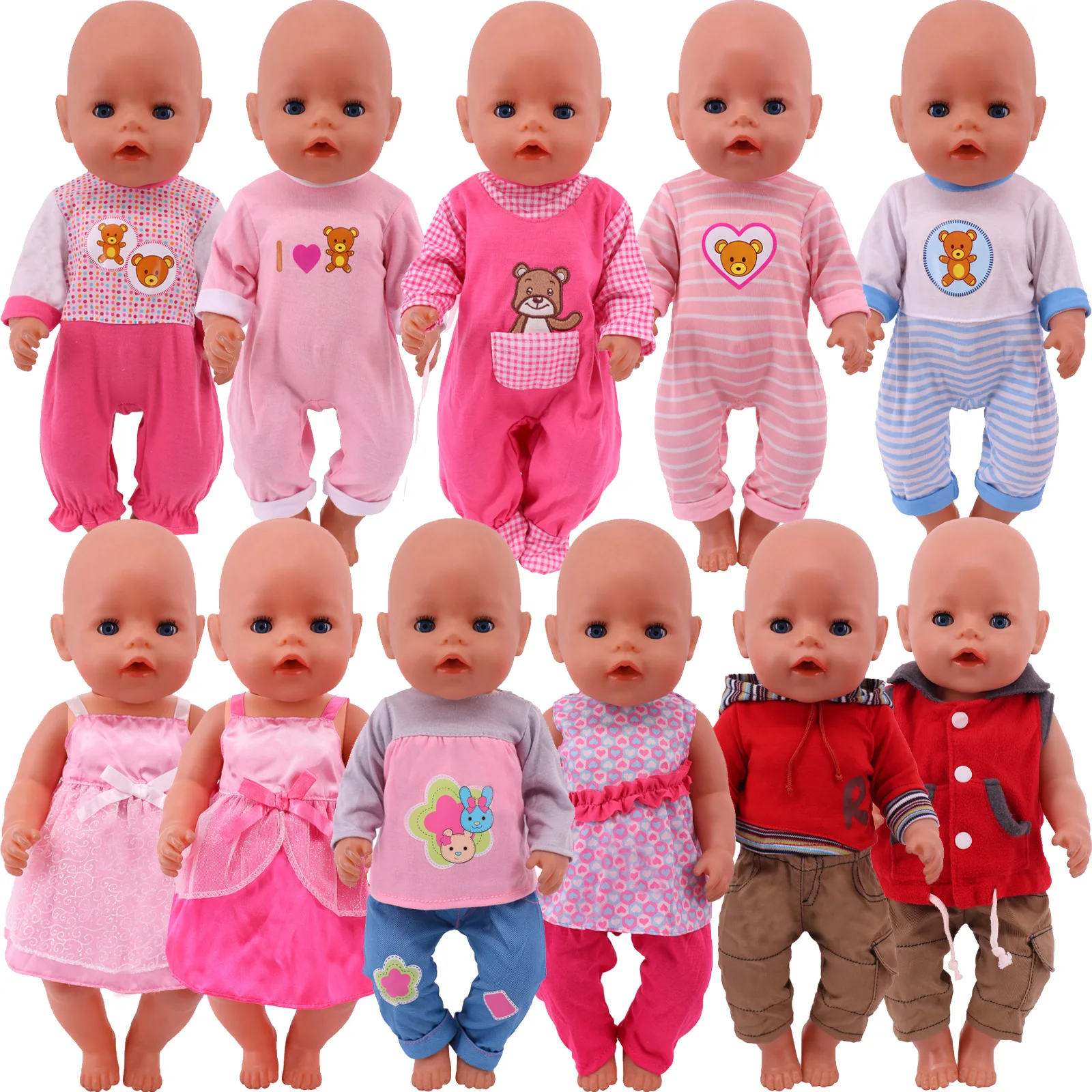 Doll Clothes Dress Skirt Cartoon Suit For 18 Inch American Girl 43Cm Baby Reborn Doll