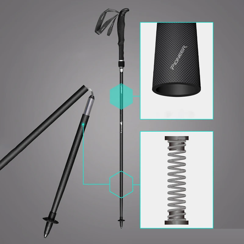 

Travel Trekking Pole Outdoor Supply Ultralight Folding Adjustable Black