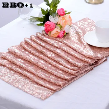 

30x275cm Sequins Tablecloth Glitter Rectangular Table Cloth Rose Gold For Party Wedding Birthday Western Tableware Decoration