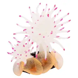 Аквариумный искусственный Коралл Украшение 8,9 см высокий белый фуксия