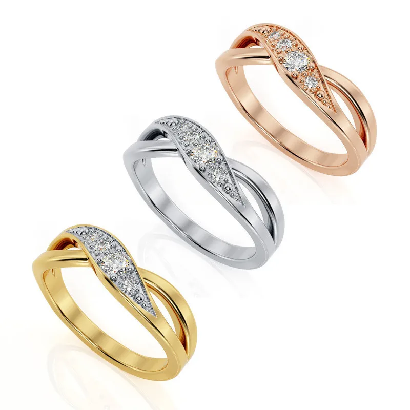 Buena Compra Anillos de Cruz de Oro rosa para mujer, anillo de dedo dorado de circonita, joyas de plata de ley para mujer, anillos de cristal Vintage para mujer R6qrN8NDa