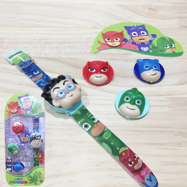 

PJ Masks cartoon flip electronic watch interchangeable doll head boy and girl student cartoon toy watch