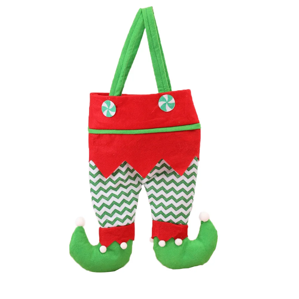 Рождественские штаны форма конфет мешок конфеты печенье подарок упаковочный мешочек кисет подарочные пакеты Рождественские поставки - Цвет: Green Wave