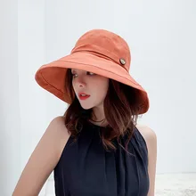 Новинка, летняя женская шляпа в рыбацком стиле, для шоппинга в Европе и США, модная шляпа для бассейна, складная шляпа с пуговицами и козырьком