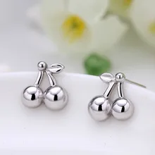 925 пробы серебряные серьги-гвоздики в форме вишни для женщин и детей, предотвращающие аллергию, pendientes plata de ley 925 mujer eh814