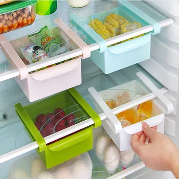

Kitchen Fridge Freezer Slide Drawer type Space Saver Storage Organizer Rack Shelf Holder Storage Boxes Bins Plastic Box
