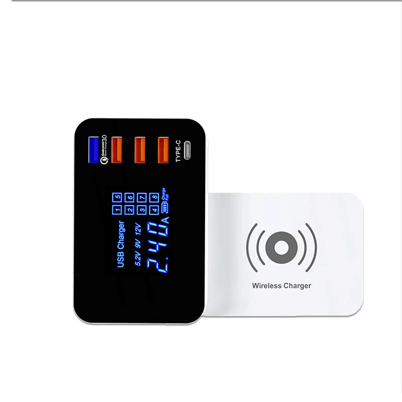 10 Вт Qi Быстрое беспроводное зарядное устройство для Iphone X Xr Xs Max USB зарядное устройство QC 3,0 светодиодный дисплей Беспроводное зарядное устройство адаптер 2A для Xiaomi IX35