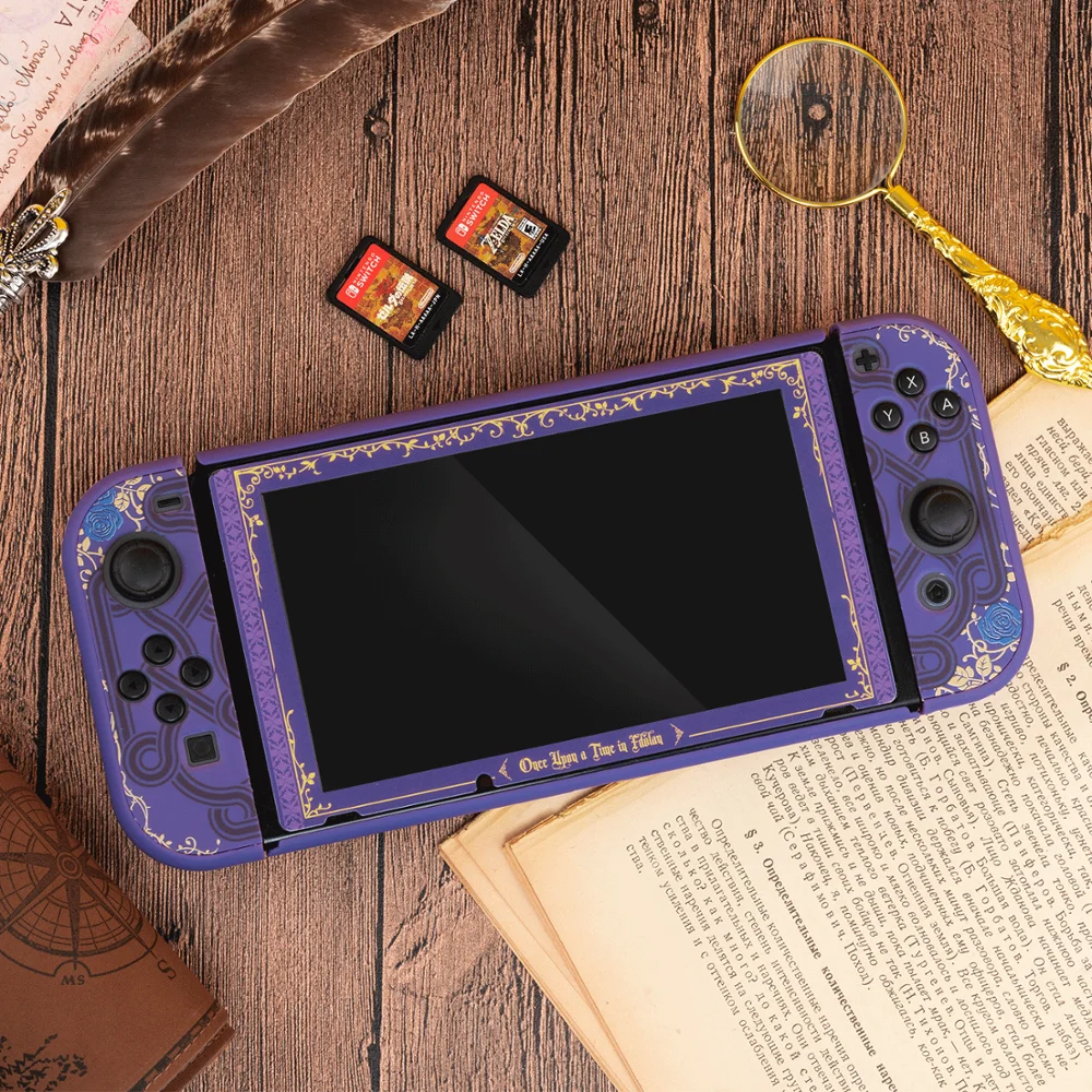 Цветной чехол MONCON Fire Game для Nintendo Switch с дополнительным защитным закаленным