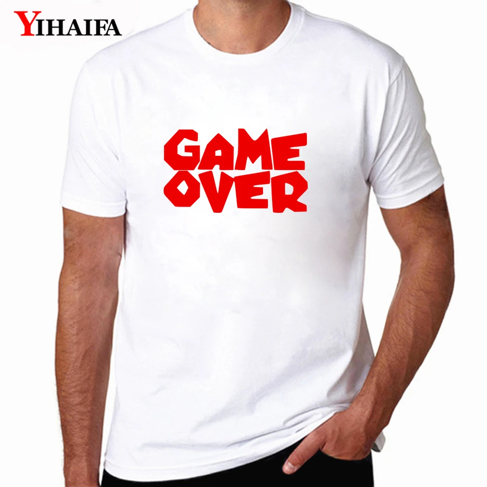 

Casual Stylish Men T-Shirt Letters Printed Tee Shirts Game Over Graphics Short Sleeve Casual Tops Mens Workout Shirts Tees