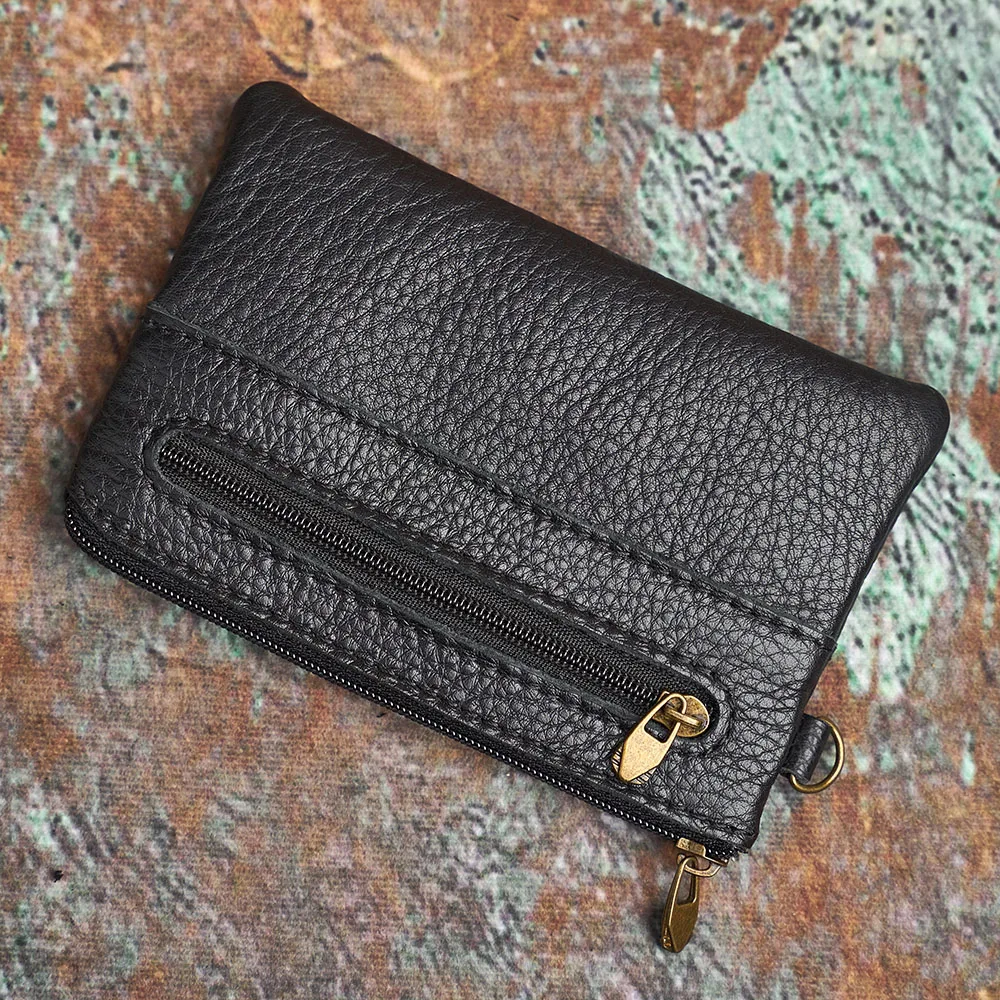 NASVA Genuine Leather Men's Wallet Retro Coin Bag Zipper Small Wallet Pocket For Men Women With Card Holder coin purse coin wallet change bag women wallet card wallet