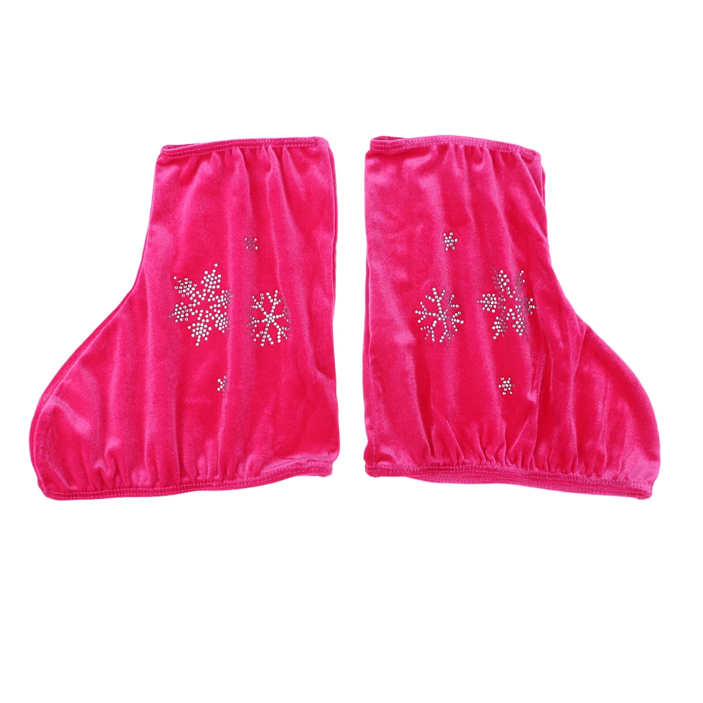 Botas de patín de hielo/figura/rodillo, cubierta de zapatos, herramienta de protección con imagen de copo de nieve, rosa roja, blanca, negra, 2 piezas