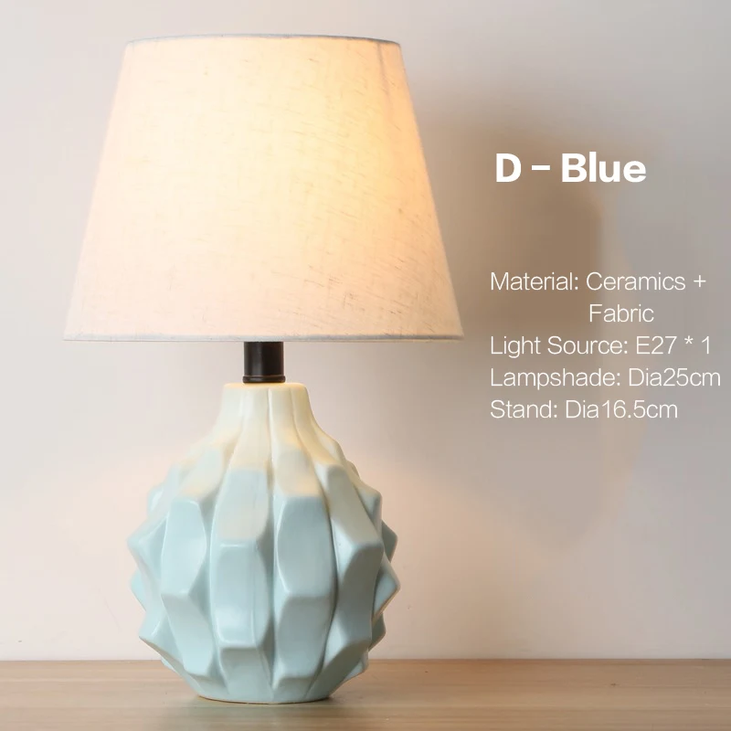 D-Blue Современная настольная лампа для гостиной, спальни, прикроватная лампа, украшенная керамикой, для учебы, скандинавские светодиодные настольные лампы - Цвет абажура: D-Blue