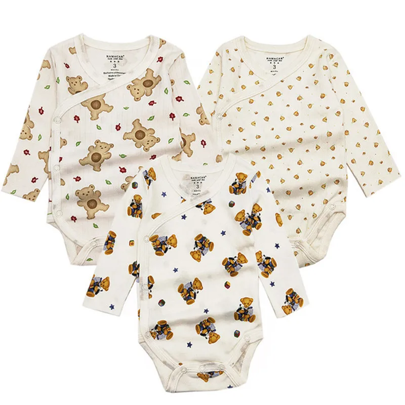 3PCS/lot baby bodysuit newborn boys girls baby clothing set infant jumpsuits cotton baby clothes cartoon long sleeves overalls