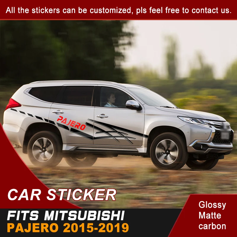 Fit For MITSUBISHI PAJERO SUV 2015 2016 2017 2018 2019 Car Decals Side Body Grass 3 Colours Stripe Graphic Vinyl Sticker | Автомобили и