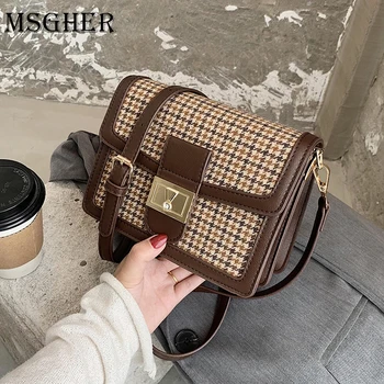 

MINI Plaid PU Leather Crossbody Bags For Women 2020 Vintage Lock Shoulder Simple Bag Travel Small Handbags and Purse