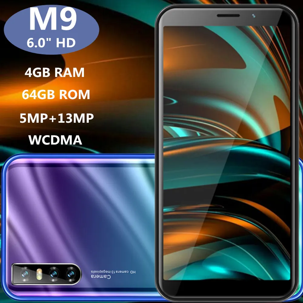 M9 глобальная версия четырехъядерный смартфон 6," 4 г+ 64 ГБ rom 13мп камера Android Мобильные телефоны Дешевые celulars разблокированный 3g WCDMA