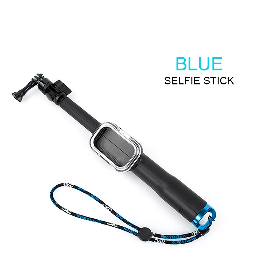 Blue monopod Новинка, набор аксессуаров, крепление, водонепроницаемый монопод, штатив с пультом дистанционного управления для Gopro Hero 7 6 5 4 3+ 3 4S, 5S, крепления для камеры - Цвет: Blue monopod