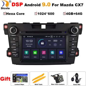 

PX6 DSP Hexa Core 4G+64G Android 9.0 Car Radio Multimedia Video Player Navigation GPS For Mazda Cx-7 cx7 cx 7 2008-2015 WIFI