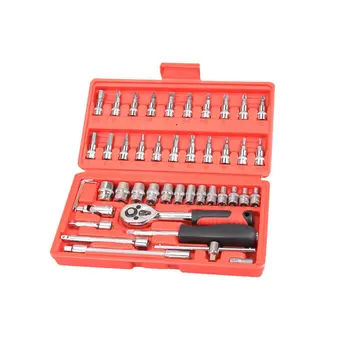 

New 46PCS Precision Car Socket Sleeve Ratchet Wrench Spanner Screwdriver Bits Kit Set for Automobile Repairing Tools