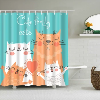 

Anime Cat Printed Shower Curtains Bathroom Curtain Fabric Funny Waterproof Shower Curtain Macrame Cortinas Home Decoration