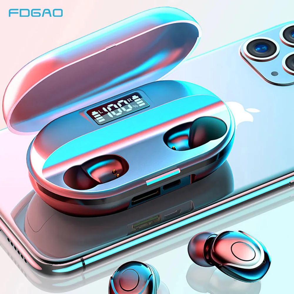 

2200mAh TWS Bluetooth 5.0 Eaphones With Charging Case Wireless Earphone IPX7 Waterproof Earbuds Sport 9D Stereo Touch Control