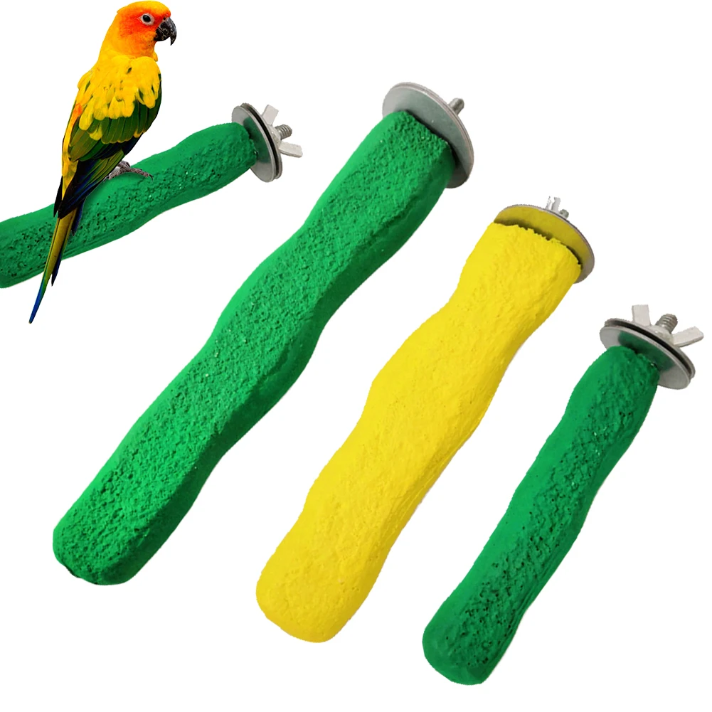 Random Color Hanging Decor Bird Toys Small Animals Standing Pet Parrot Perch Grinding Jumping Non Toxic Rough Surfaced Stone