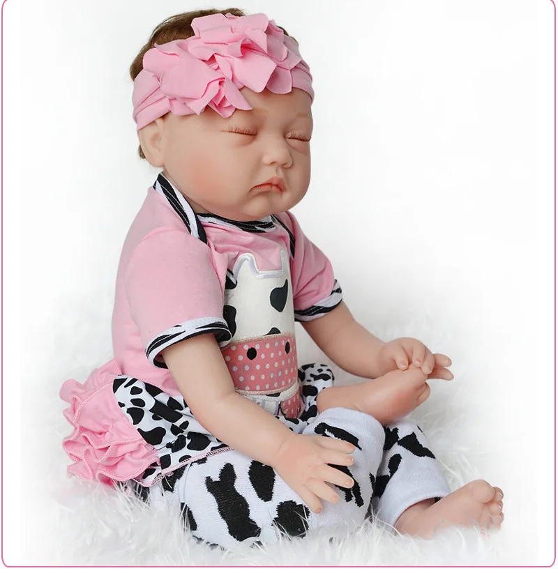 Reborn Baby Doll Мягкая силиконовая виниловая ткань тела 18 дюймов 55 см реалистичные яркие игрушки для мальчиков и девочек