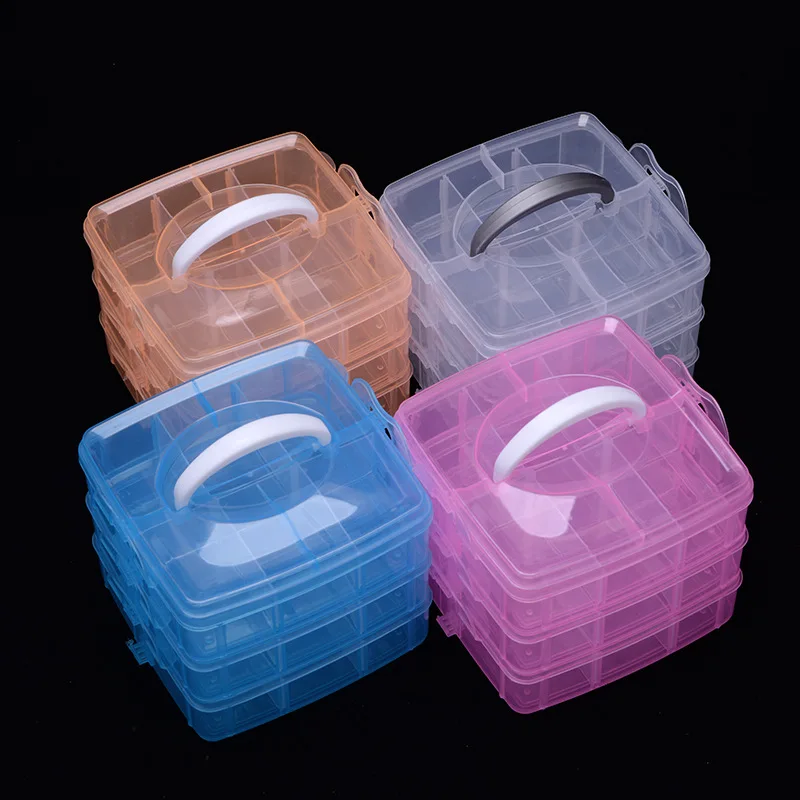 3 Layers 18 Compartments Plastic Embroidery Floss Storage Box Floss Bobbins Beads Storage Organizer for DIY Cross Stitch Sewing sewing storage box,embroidery floss organizer