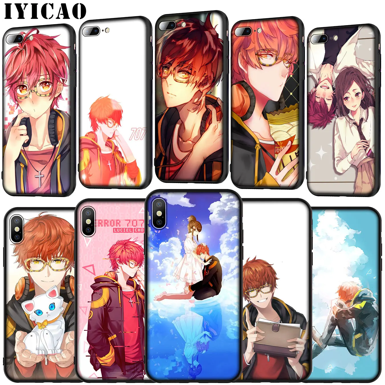 IYICAO 707 Mystic Messenger Мягкий силиконовый чехол для iPhone 11 Pro XR X XS Max 6 6S 7 8 Plus 5 5S SE черный ТПУ