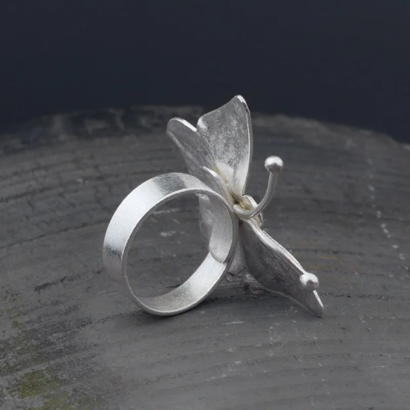 Real s925 sterling silver jewelry personalized fashion butterfly ring female