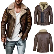 Мужские кожаные куртки, Мужская мотоциклетная куртка из искусственной кожи, повседневная Толстая теплая зимняя верхняя одежда с меховым воротником, пальто из искусственной кожи, байкерские пальто, ветрозащитные