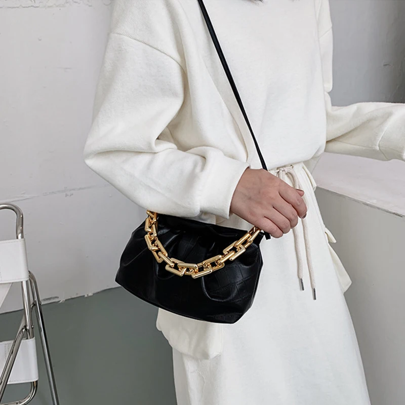 Fold Cloud Bags for Women PU Leather Shoulder Crossbody Bag Luxury Chain Designer Handbags Female Small Dumpling Pouch Bags