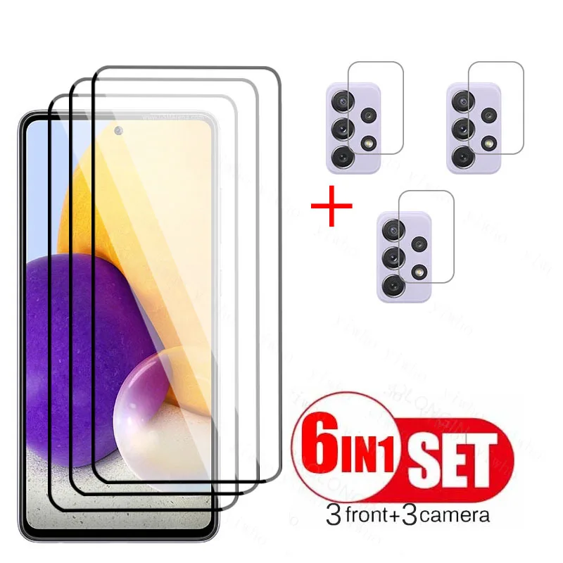 Protective glass on Samsung A72 5G full cover Screen Protector galss For GalaxyA72 A 72 Camera Lens Tempered | Мобильные телефоны и