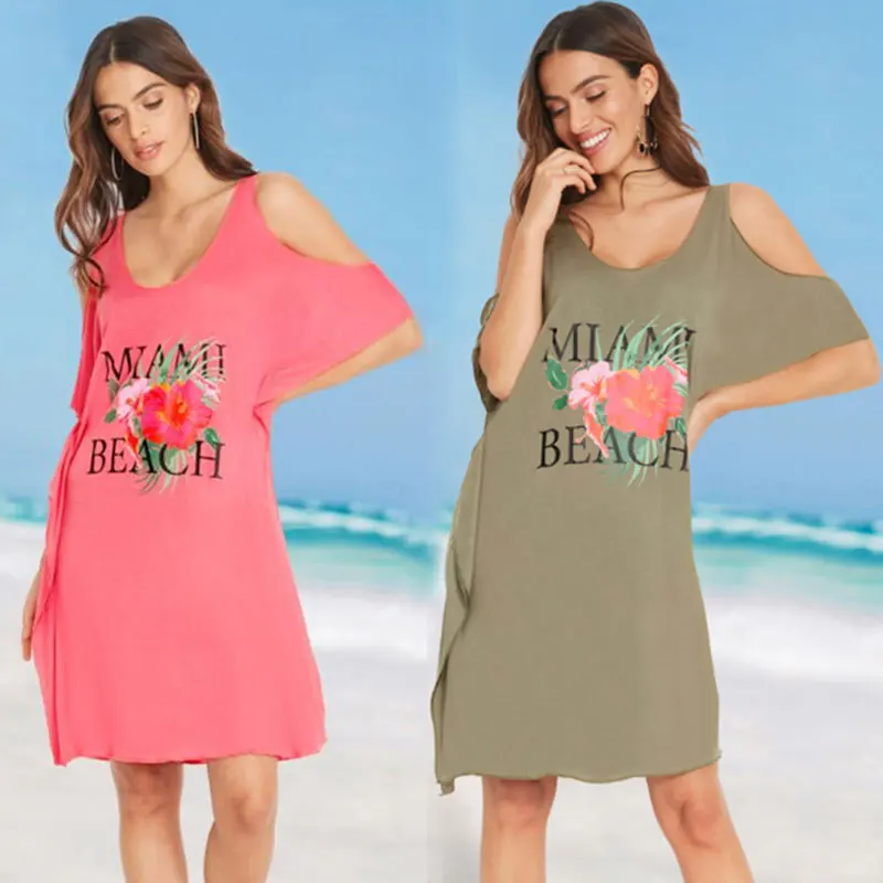 

Pareo Beach Cover Up Bikinis Female 2019 Bath Exit Women Beach Plus Size Dress New Print Knitted Elastic Cotton Loose Sexy Print