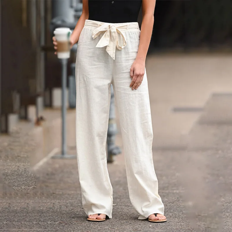 Женские брюки для офиса женские однотонного цвета широкие с поясом свободные