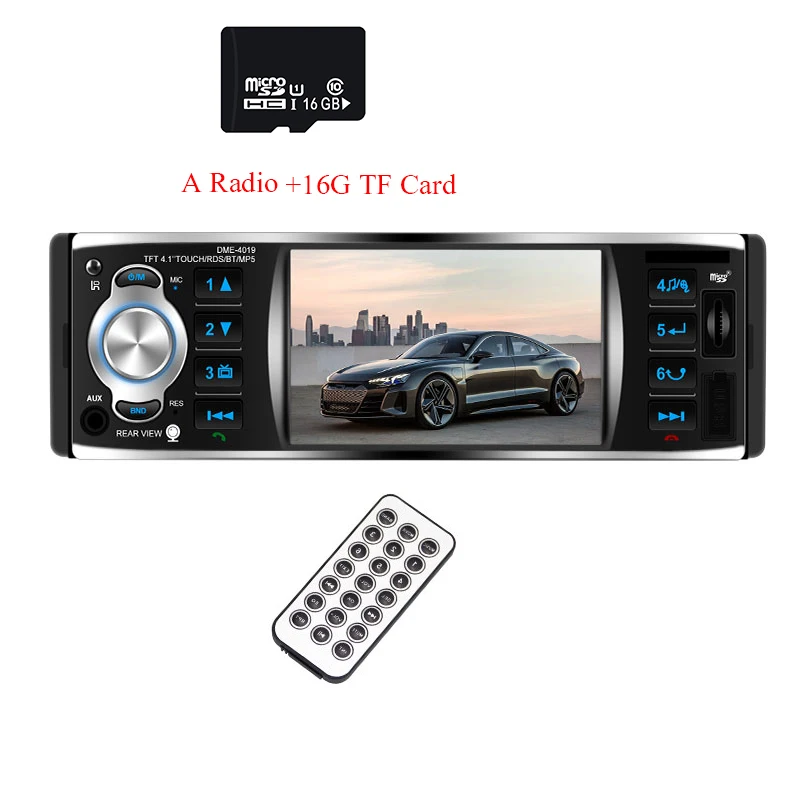 1 Din автомагнитола " дюймов HD TF Аудио стерео USB FM Bluetooth Камера заднего вида Авторадио Зеркало Ссылка 4018b - Цвет: A radio-16G