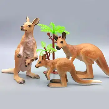

3Pcs Imitation Animal Model Ornaments Creative Cute Kangaroo Design Adornments Desktop Decoration for Home Office Cafe
