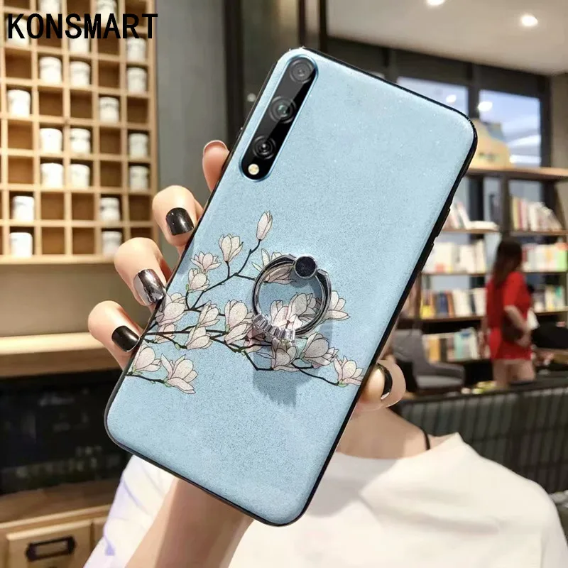 Чехол KONSMART для Huawei Y8P роскошный мягкий чехол телефона с изображением гардении и