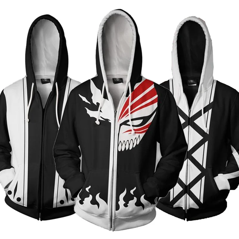 Anime Bleach Jacket Kurosaki Ichigo Costume Cosplay Felpe Con Cappuccio Unisex Felpe Kenpachi Zaraki Jacket Coat
