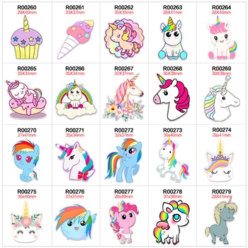 

New 30 Pcs resins Cartoon unicorn pattern flatback resin cabochon DIY handmade materials
