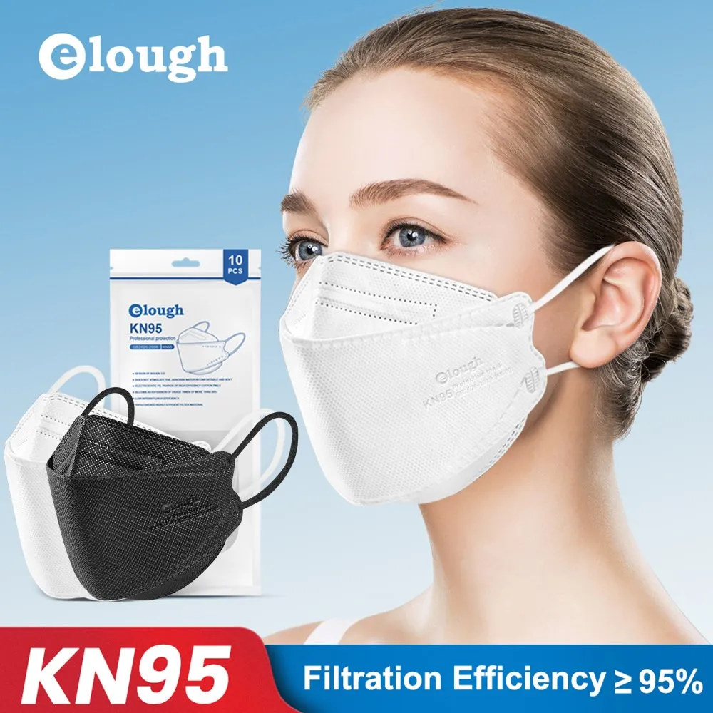 

10-100Pcs KN95 Black FPP2 Mascarilla approved Respirator Filter Adult Fish Korean Face Mask Reuseable ffpp2 ffp2mask CE ffp3