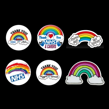 

Thank You NHS Rainbow Acrylic Badges Jeans Decoration Badge For Clothes Gift Pin Brooch Special Heart Pins Brooches