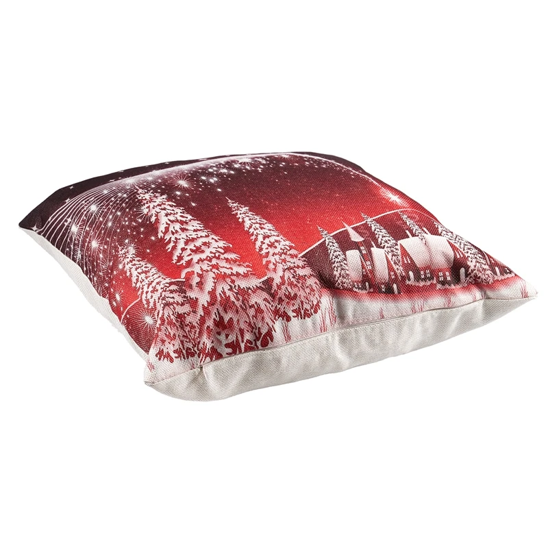 Xmas Christmas Decoration Linen Cushion Cover Cartoon Printed Sofa Throw Pillow Case Home Decor(Stars And Elk