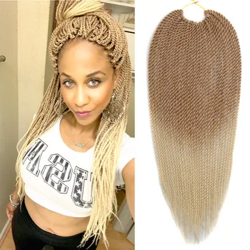 Treccine Senegalesi Full Star per Crochet Braids, Confezione da 30 Ciocche, 14”-18”, Colore Nero Ombre Biondo Grigio Viola, Capelli Sintetici