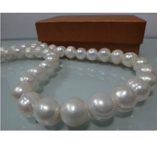 

Free Shipping HUGE 9-10MM NATURAL SOUTH SEA WHITE BAROQUE PEARL NECKLACE 18"