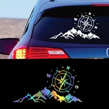 Etiqueta do carro auto bússola árvore montanha suv fora de estrada rv camper carro-estilo veículo decalques reflexivos adesivo decoração acessórios